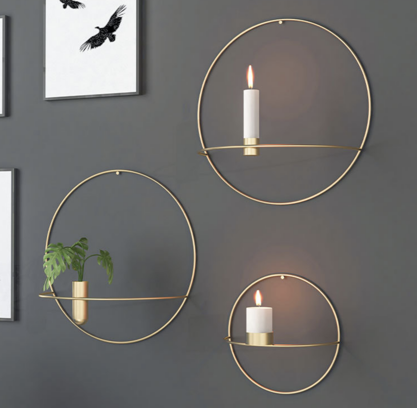 Dual Glanz – Wanddeko mit Kerzenhalter & Vase im raffinierten Design