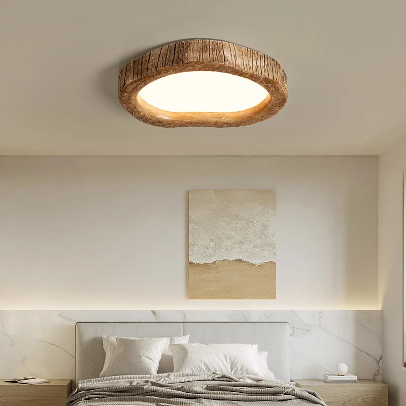 Deckenlampe im japanischen Stil mit Holzmaserung