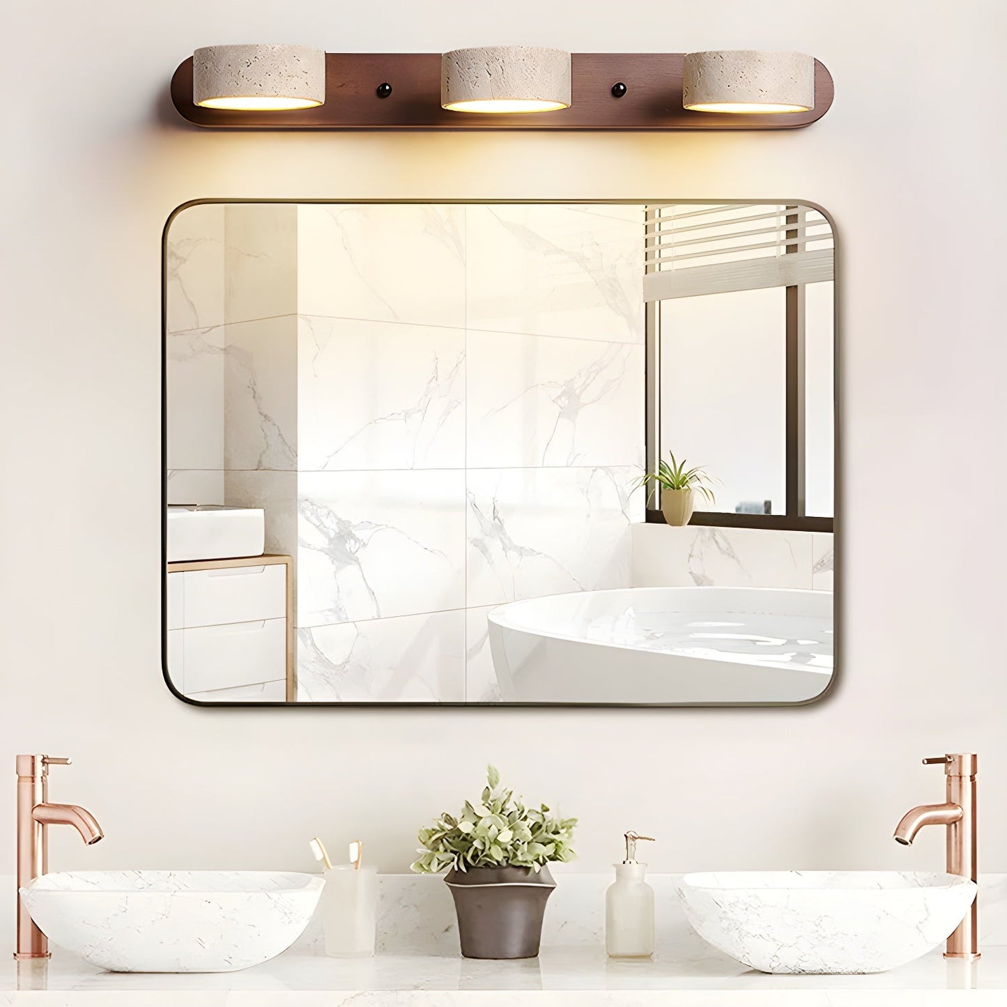 Norr – Travertin Duo Lampenhalterung Wandlampe