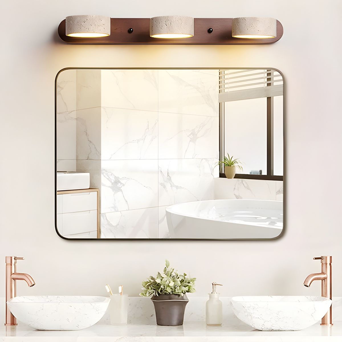 Norr – Travertin Duo Lampenhalterung Wandlampe