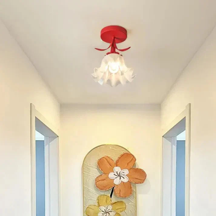 Élodie – Tiffany-Deckenleuchte mit Blumenmotiv