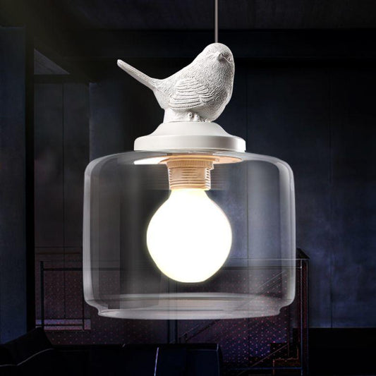 Liora – Glas-Hängelampe mit Vogelmotiv