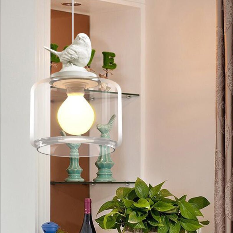 Liora – Glas-Hängelampe mit Vogelmotiv