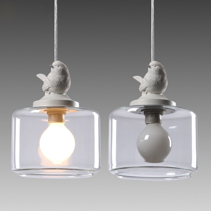 Liora – Glas-Hängelampe mit Vogelmotiv