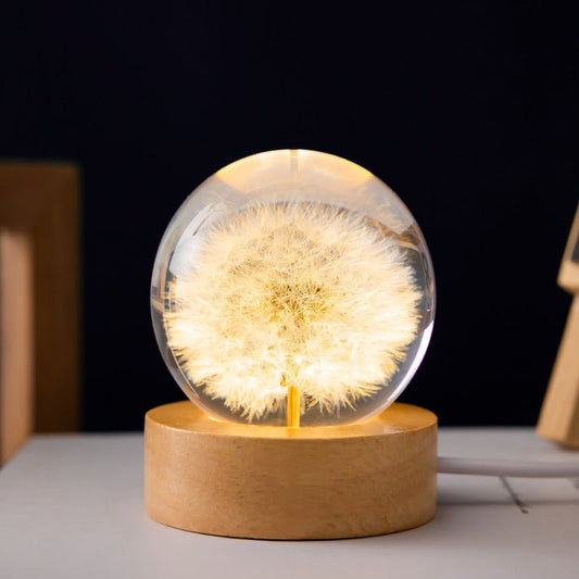 Flor – Kristallkugel mit ewiger Blume & Musikspieluhr aus Holz