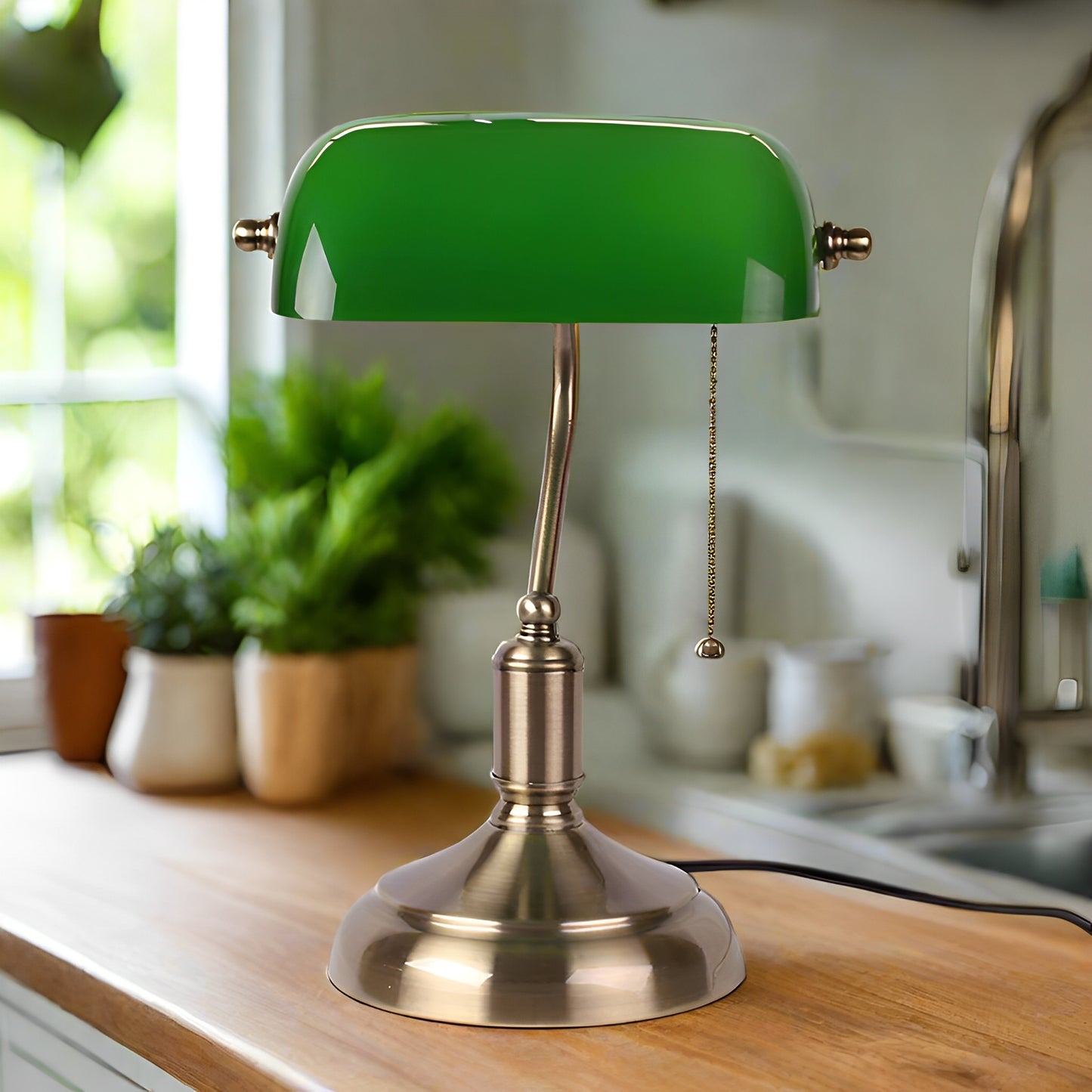 Theresa – Europäische Tischlampe mit Glasfuß: Klassischer Stil trifft zeitlose Eleganz