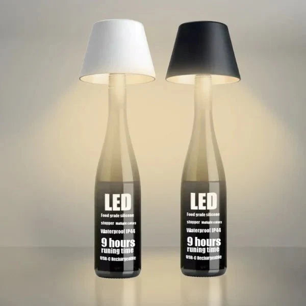 Lumira – Wiederaufladbare Tischlampe im Weinflaschenstil mit USB