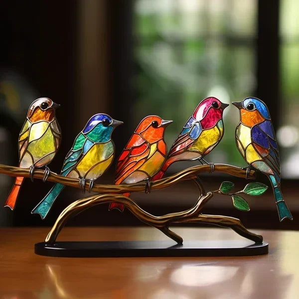 Ava – Bunte Metall-Vogeldeko für den Schreibtisch