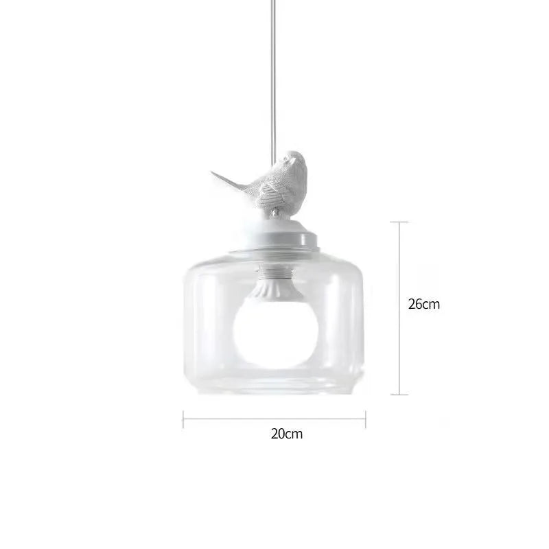 Liora – Glas-Hängelampe mit Vogelmotiv