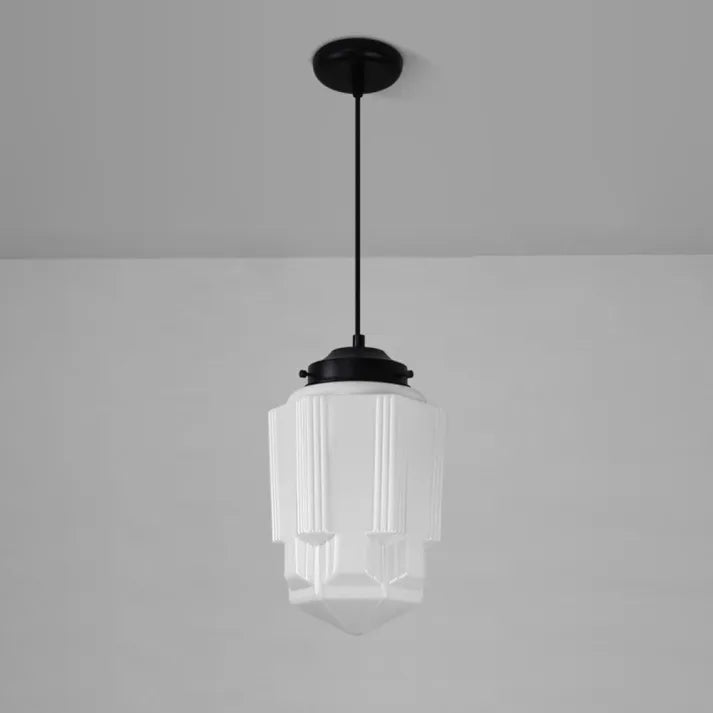 Liv – Alte weiße Glaslampe mit geometrischem Design