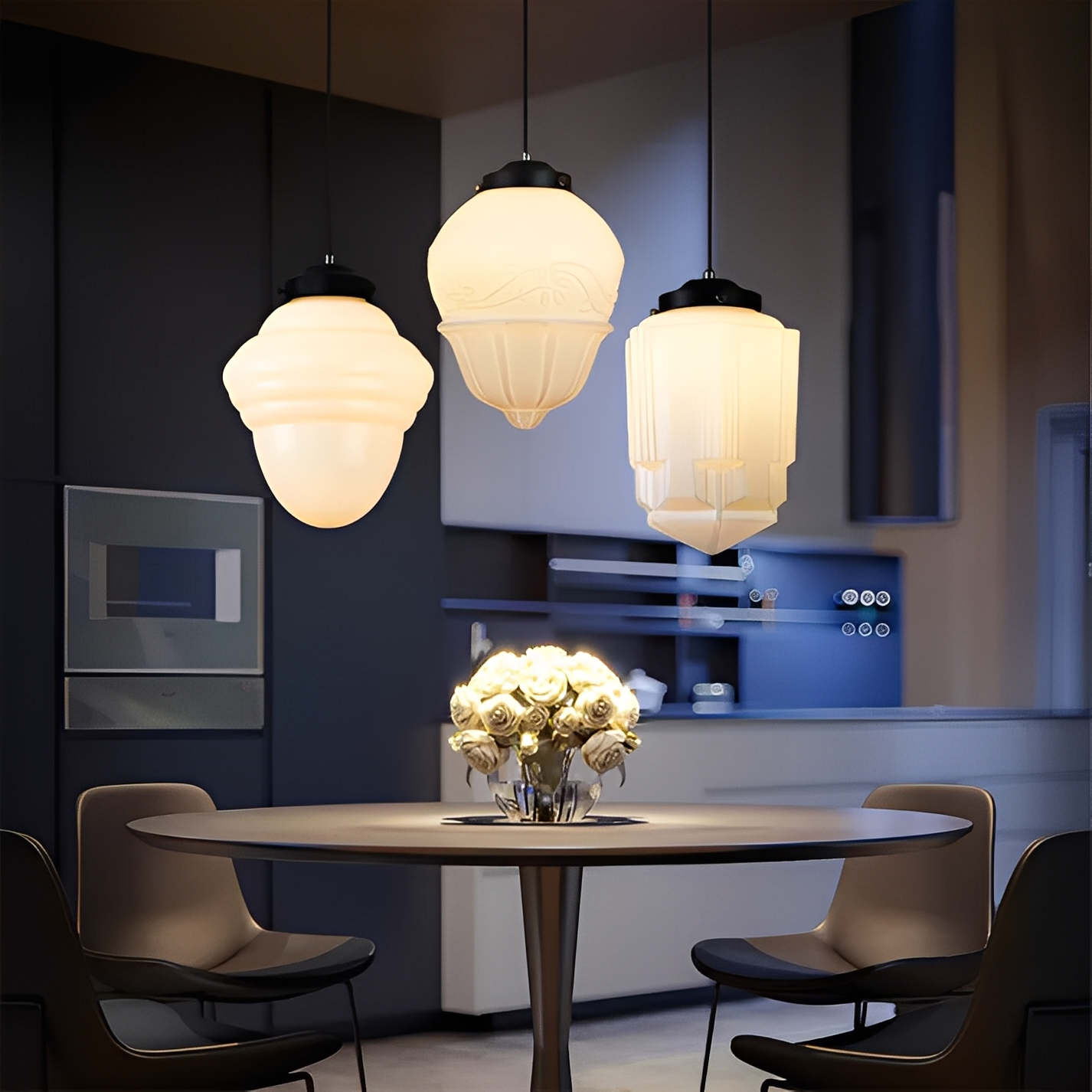 Arvida – Retro Industrieller Glas-Kronleuchter