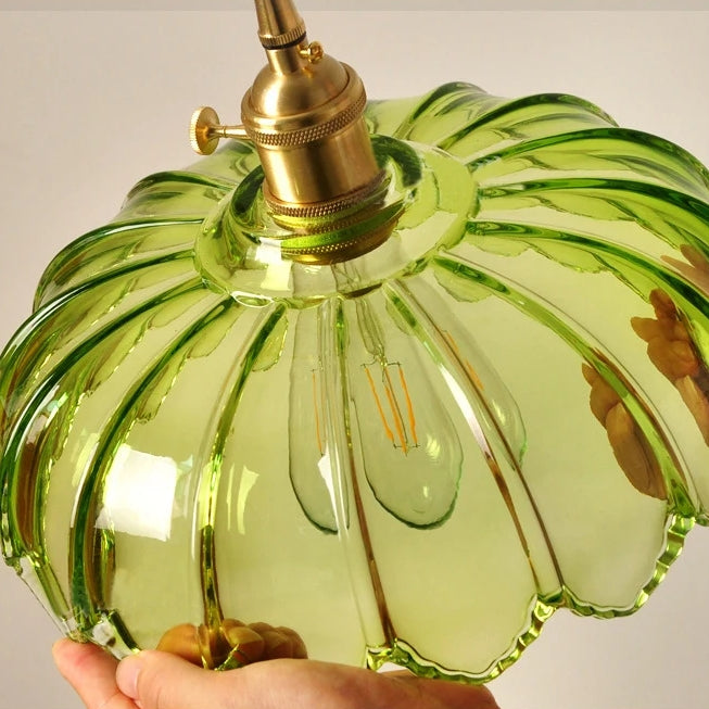 Celeste – Messingfarbener Glas-Kronleuchter