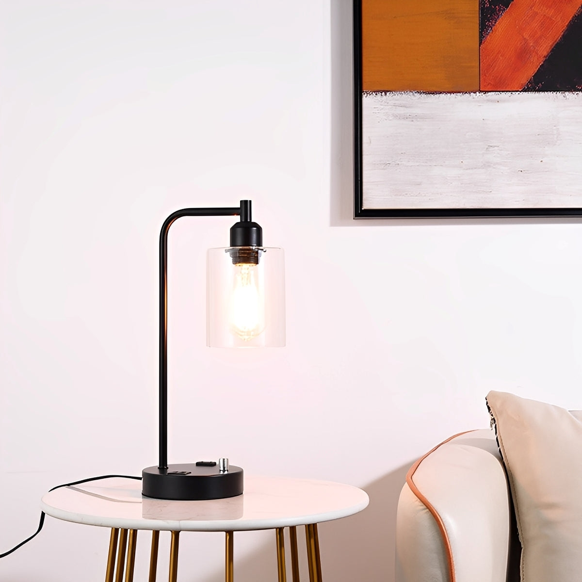 Carmina – Nachttischlampe mit USB-Anschlüssen & Stufenloser Dimmung