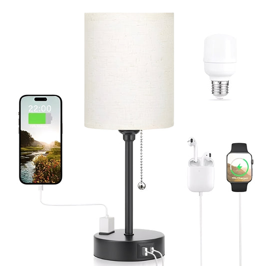 Taye – Stoff Tischlampe mit USB-Anschluss