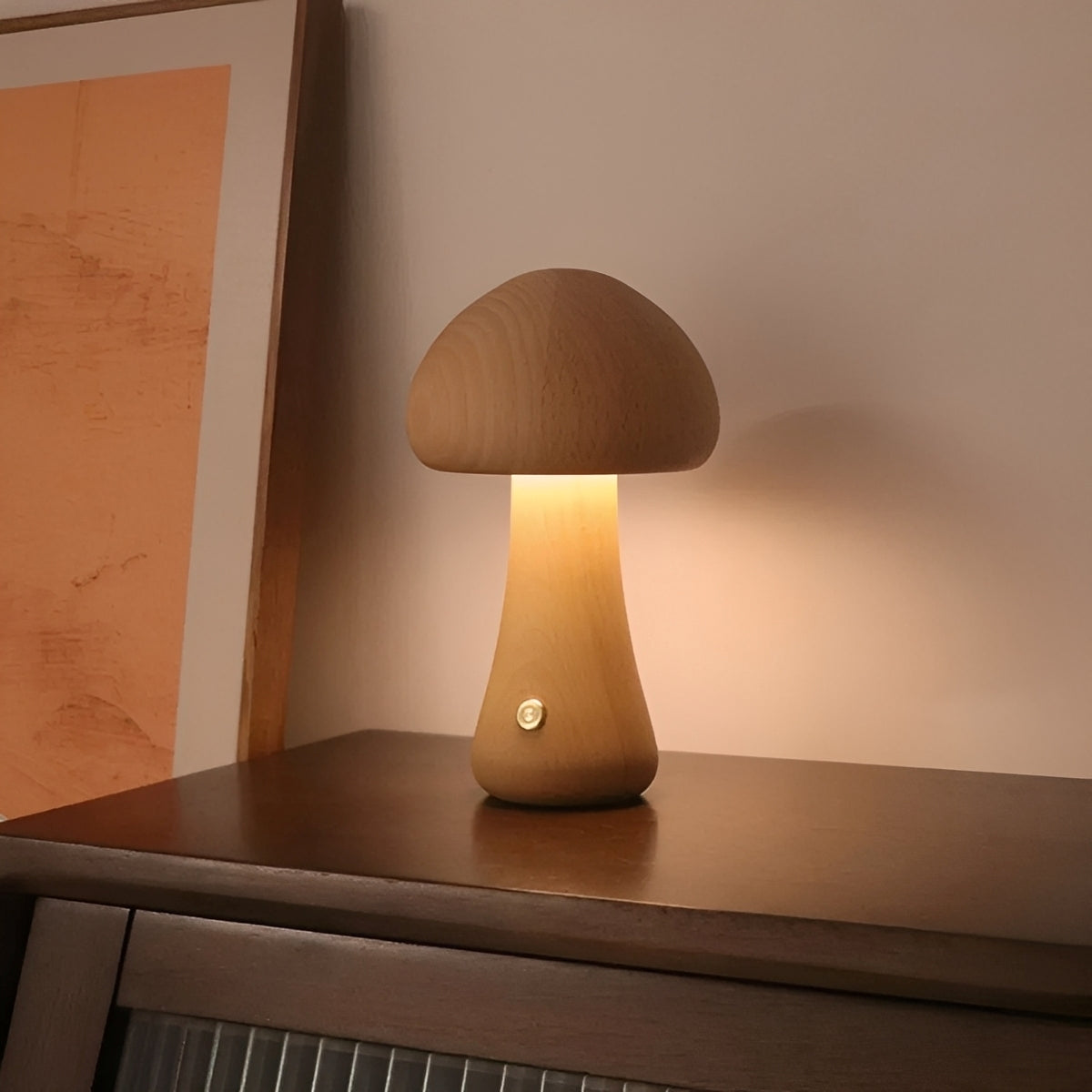 Toshi – Niedliche Holz-Pilz-LED-Nachtlampe