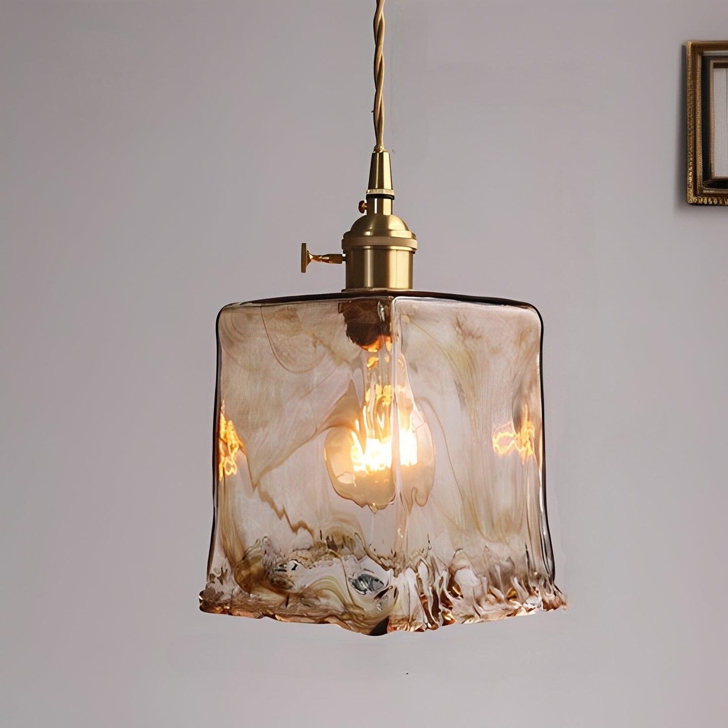 Delphine – Vintage Messing-Glas-Kronleuchter