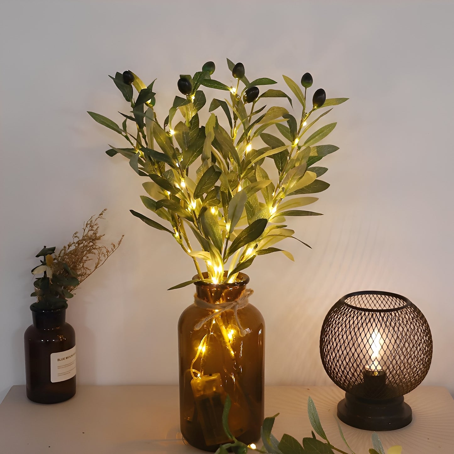 Annelie – Festliche Olivenblatt-Lichterkette