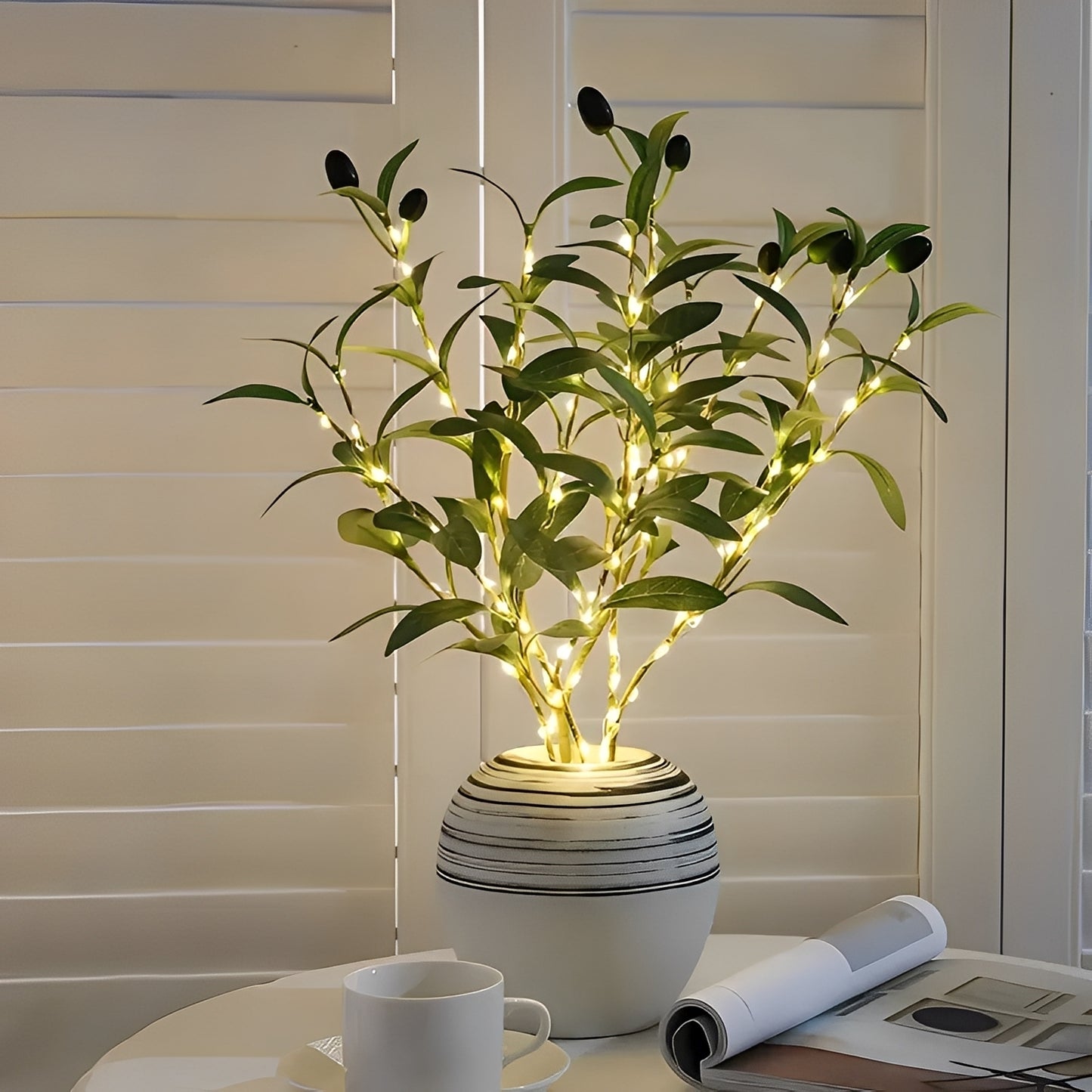 Annelie – Festliche Olivenblatt-Lichterkette