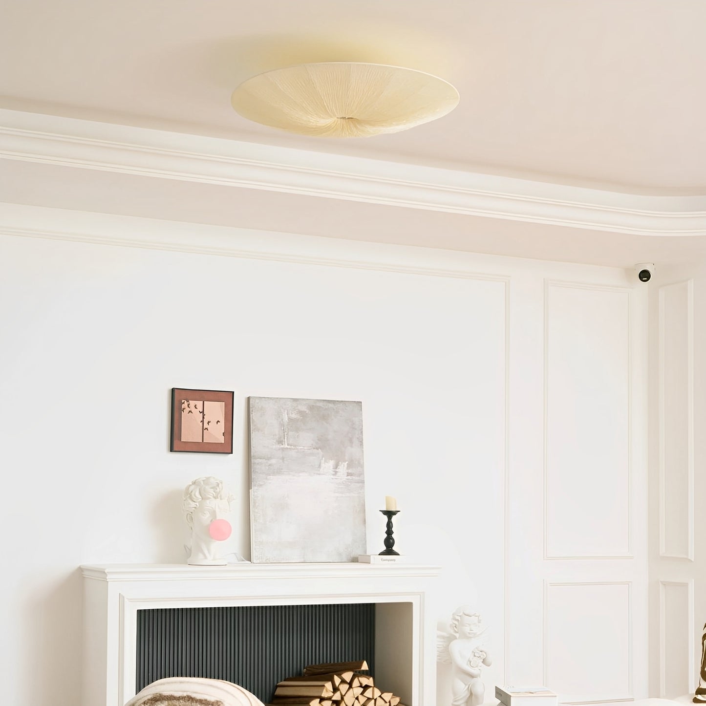 Aiko – Japanischer Stoff-Kronleuchter in Beige