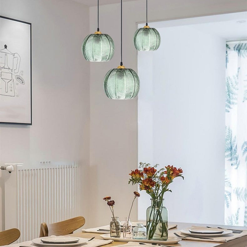Aveline – Glas Hängeleuchte mit Blattmuster