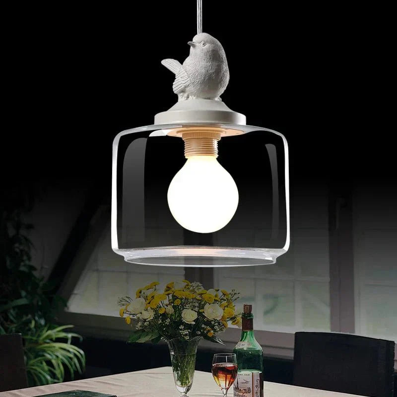 Liora – Glas-Hängelampe mit Vogelmotiv