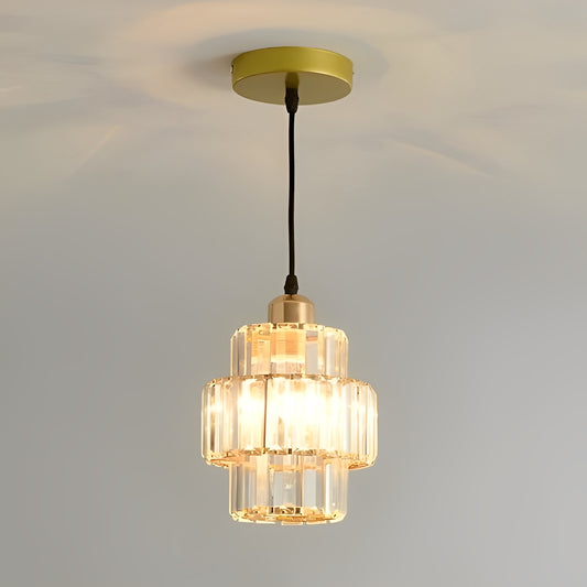 Fernando – Pendelleuchte aus Glas und Kristall mit schwarzem oder goldenem Kabel