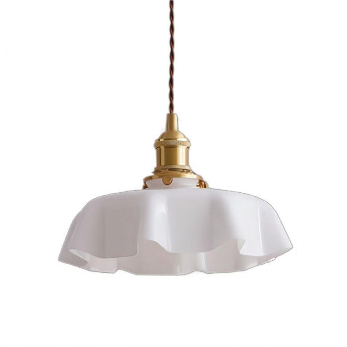 VintageBlume – Cremefarbene Glas-Hängelampe