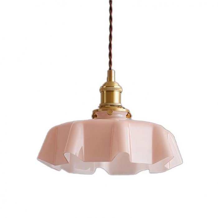 VintageBlume – Cremefarbene Glas-Hängelampe