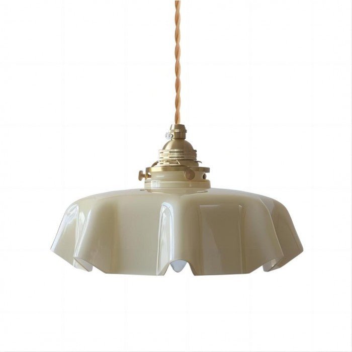 VintageBlume – Cremefarbene Glas-Hängelampe
