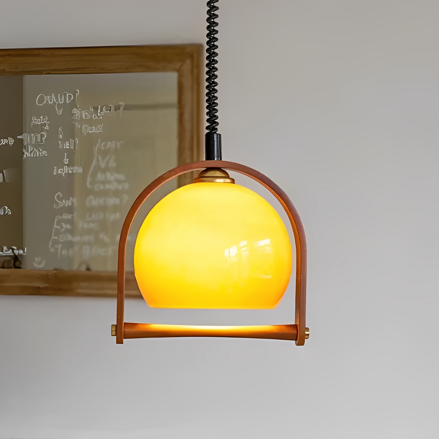 Bauven – Vintage Pendelleuchte aus Holz und Glas im Bauhaus-Stil