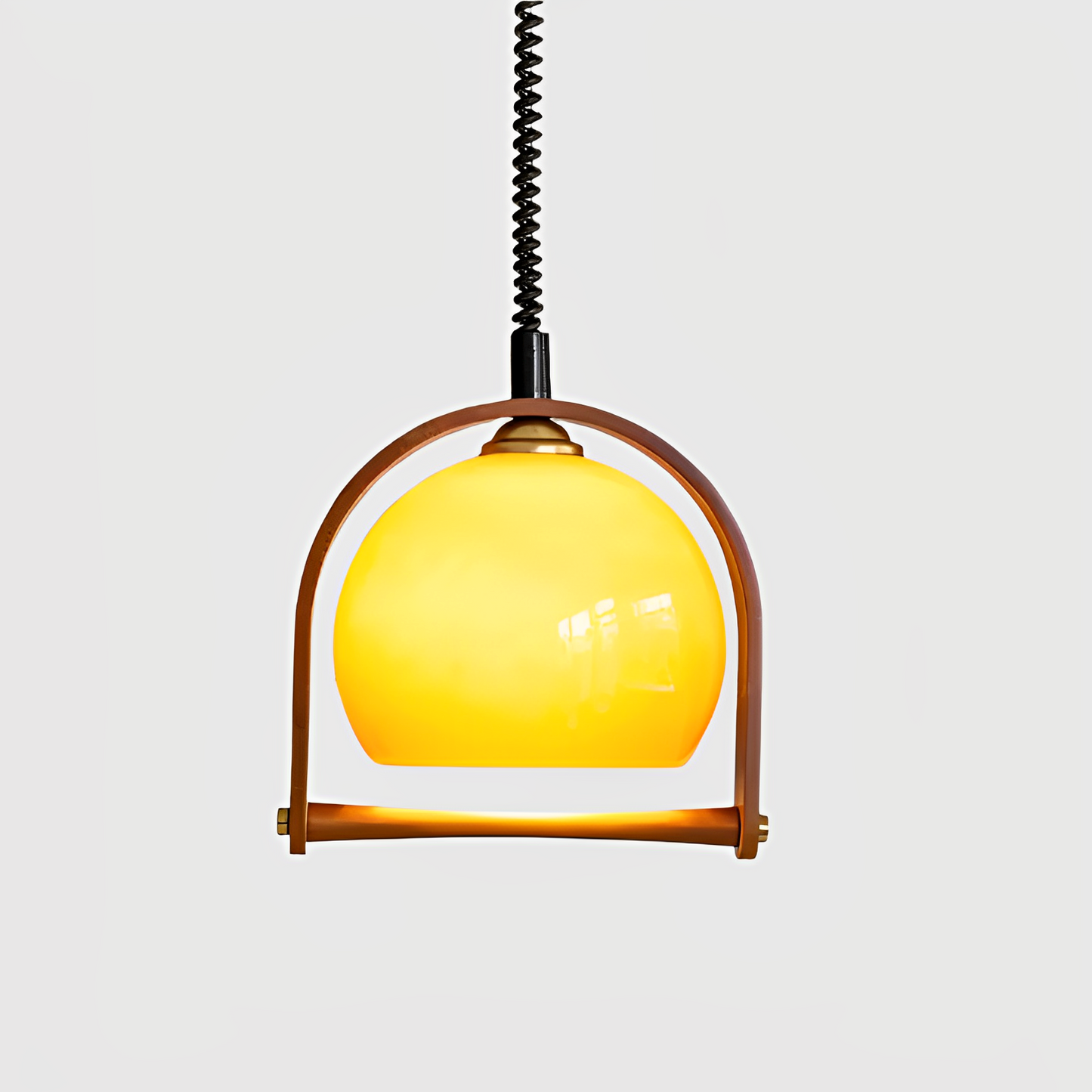 Bauven – Vintage Pendelleuchte aus Holz und Glas im Bauhaus-Stil