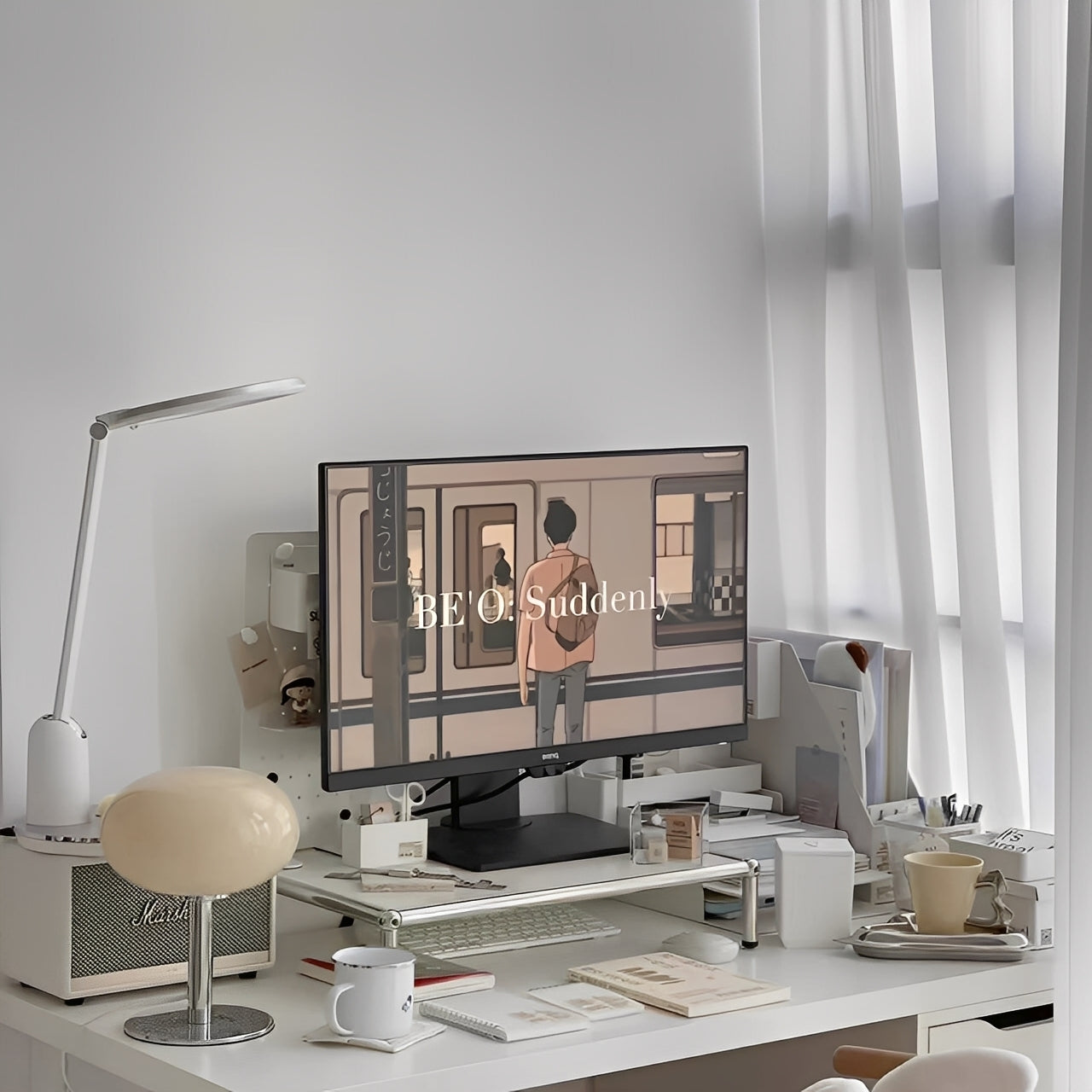 Evelyn – Vintage Cremeglas Tischlampe