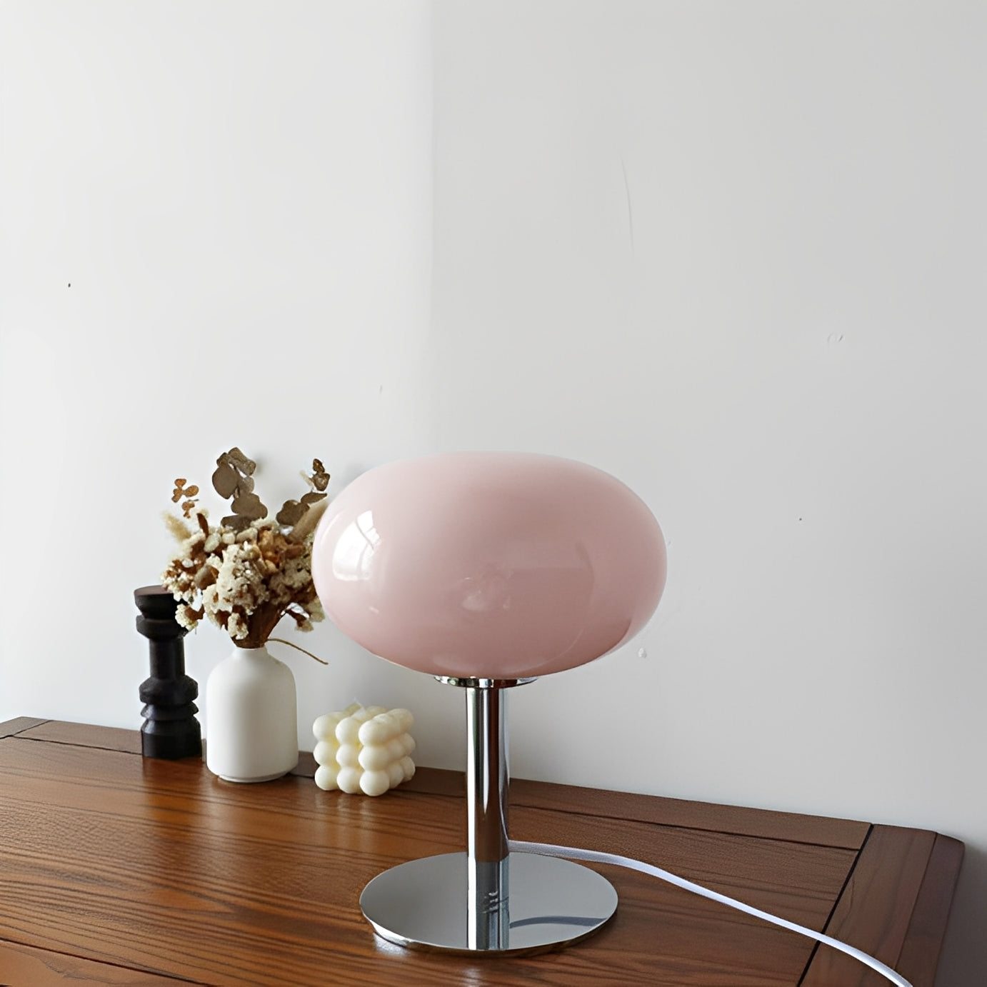 Evelyn – Vintage Cremeglas Tischlampe