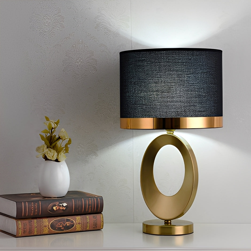 Jordy – Luxus Stoffring Tischlampe