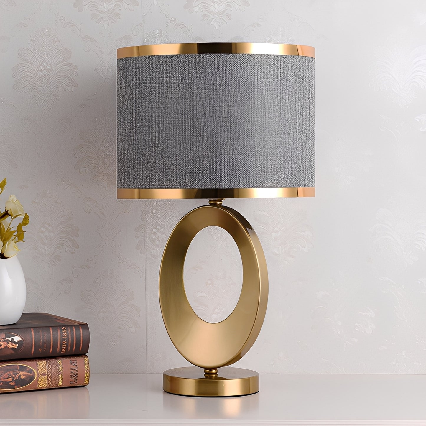 Jordy – Luxus Stoffring Tischlampe