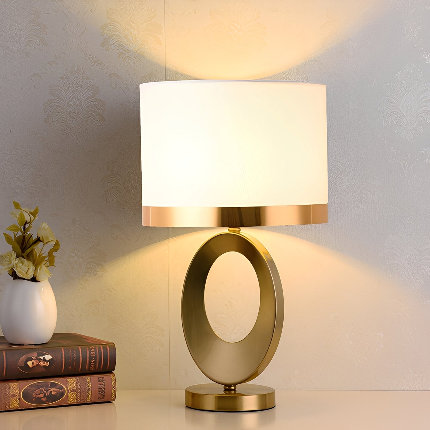 Jordy – Luxus Stoffring Tischlampe