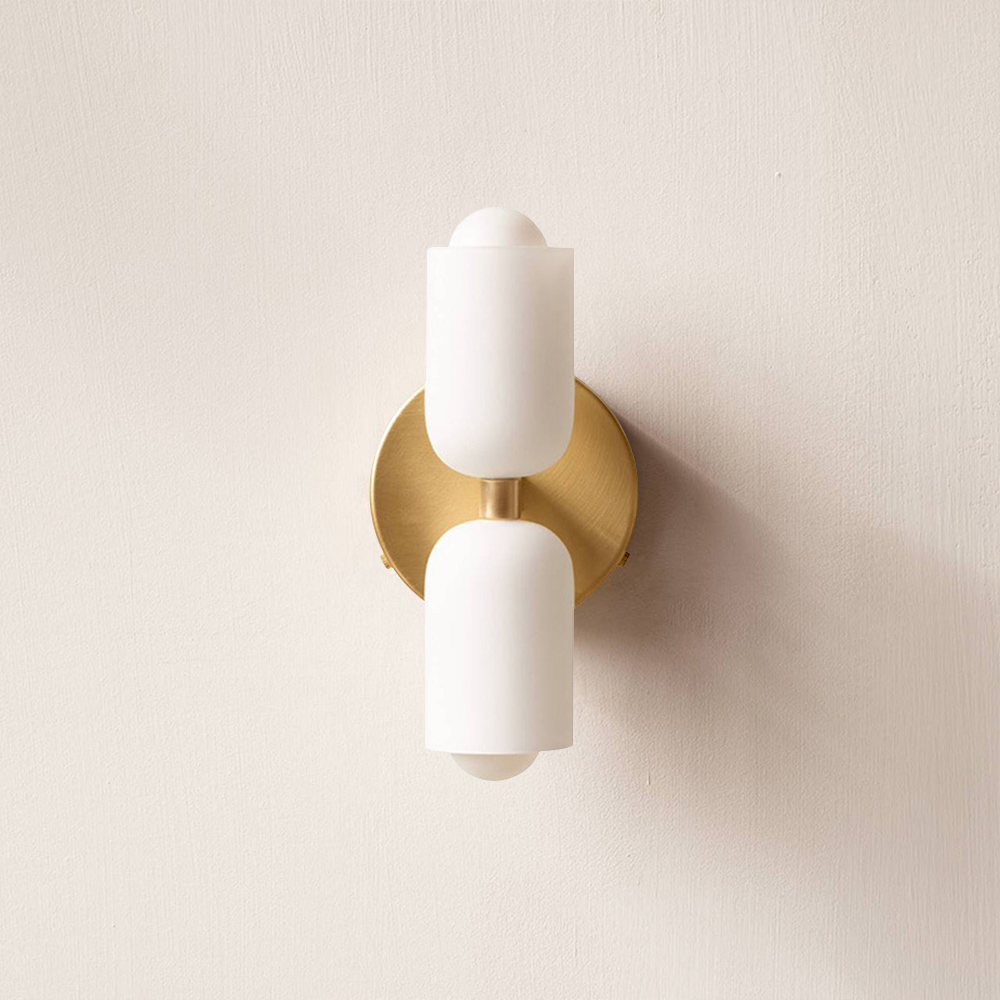 Elodie – Moderne Cremefarbene Doppelkopf-Wandlampe