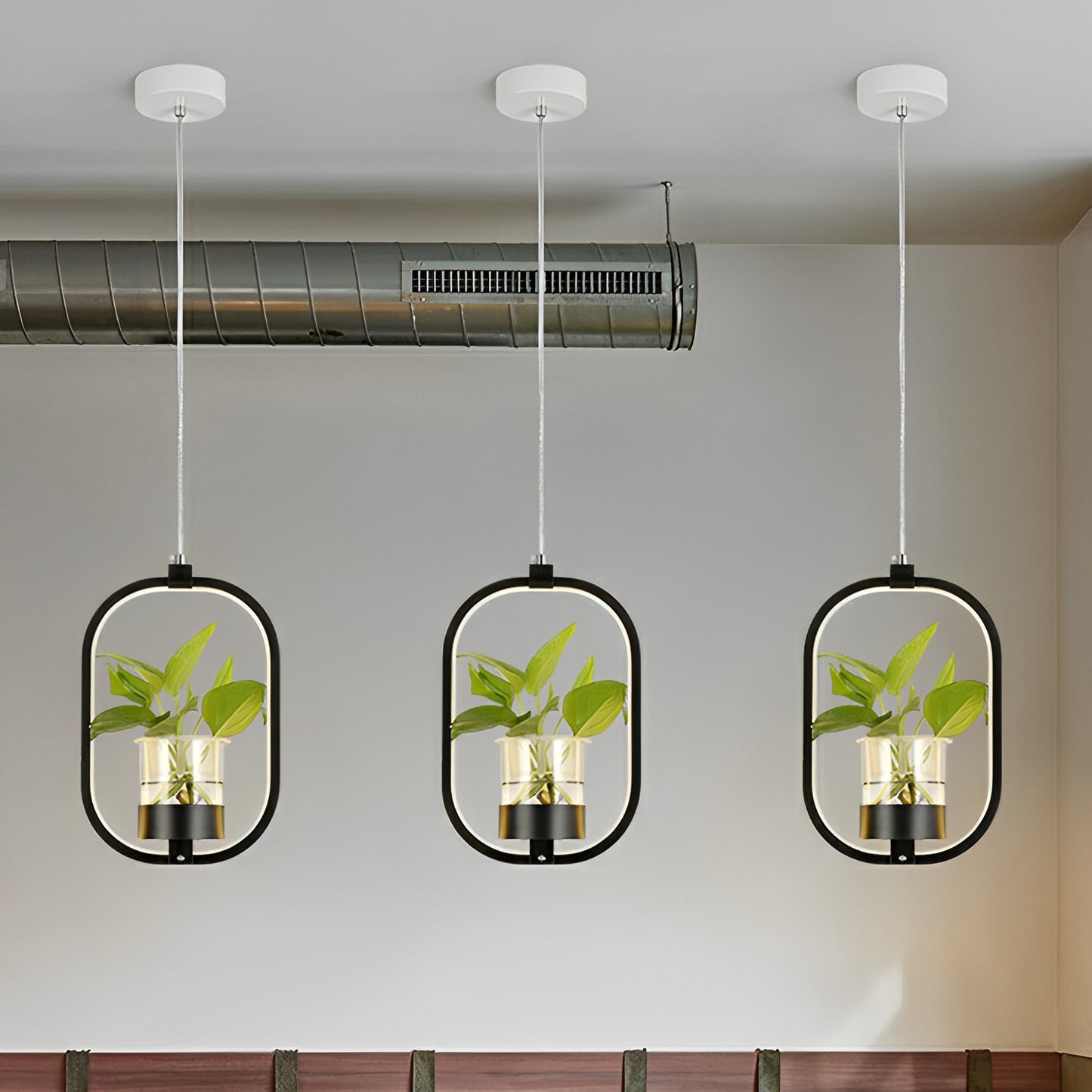 Noemi – Runde LED-Pendelleuchte mit Pflanzen-Element