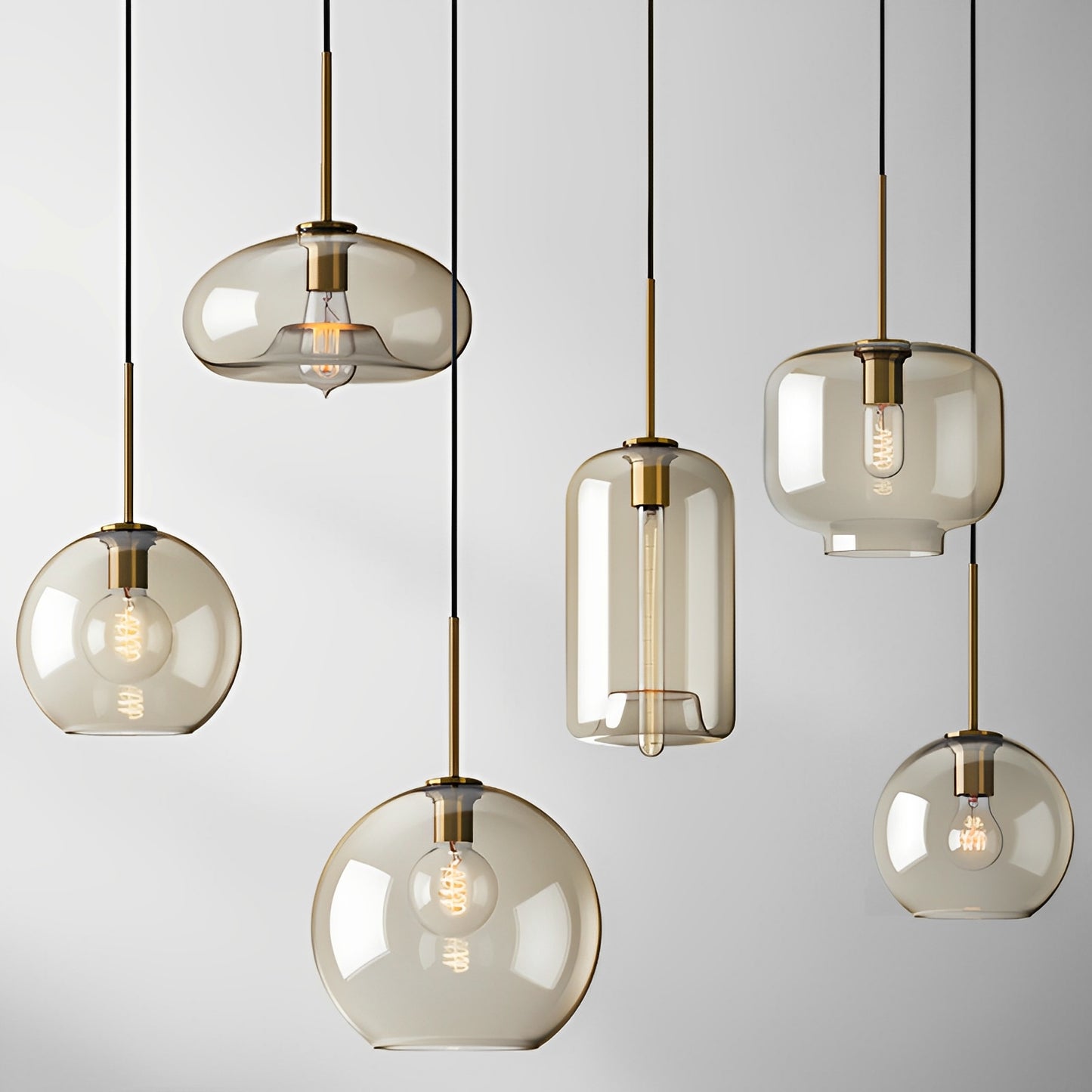 Isadora – Pendelleuchte aus Cognacglas im Modernen Stil