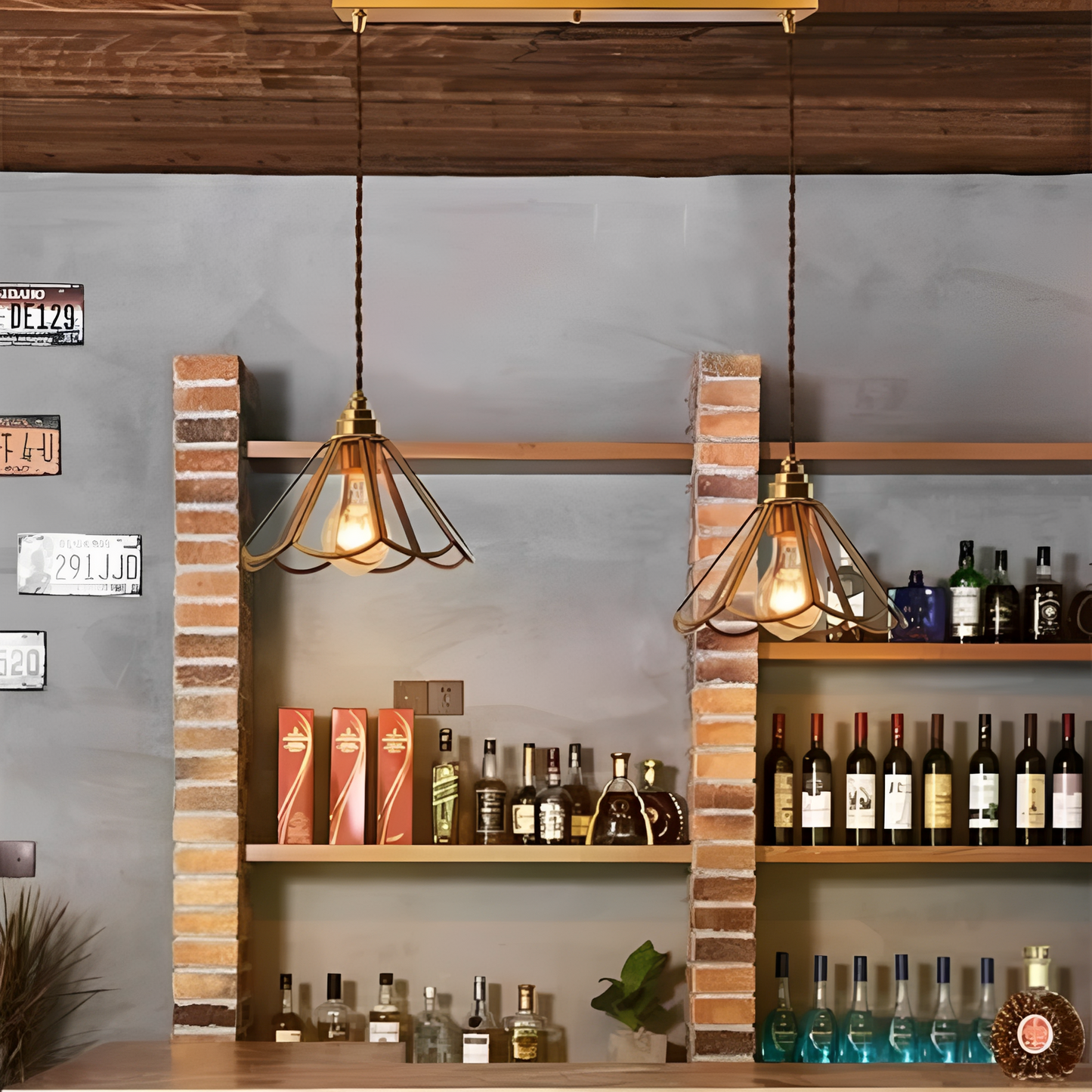 Kohana – Japanische Retro Messing Pendelleuchte