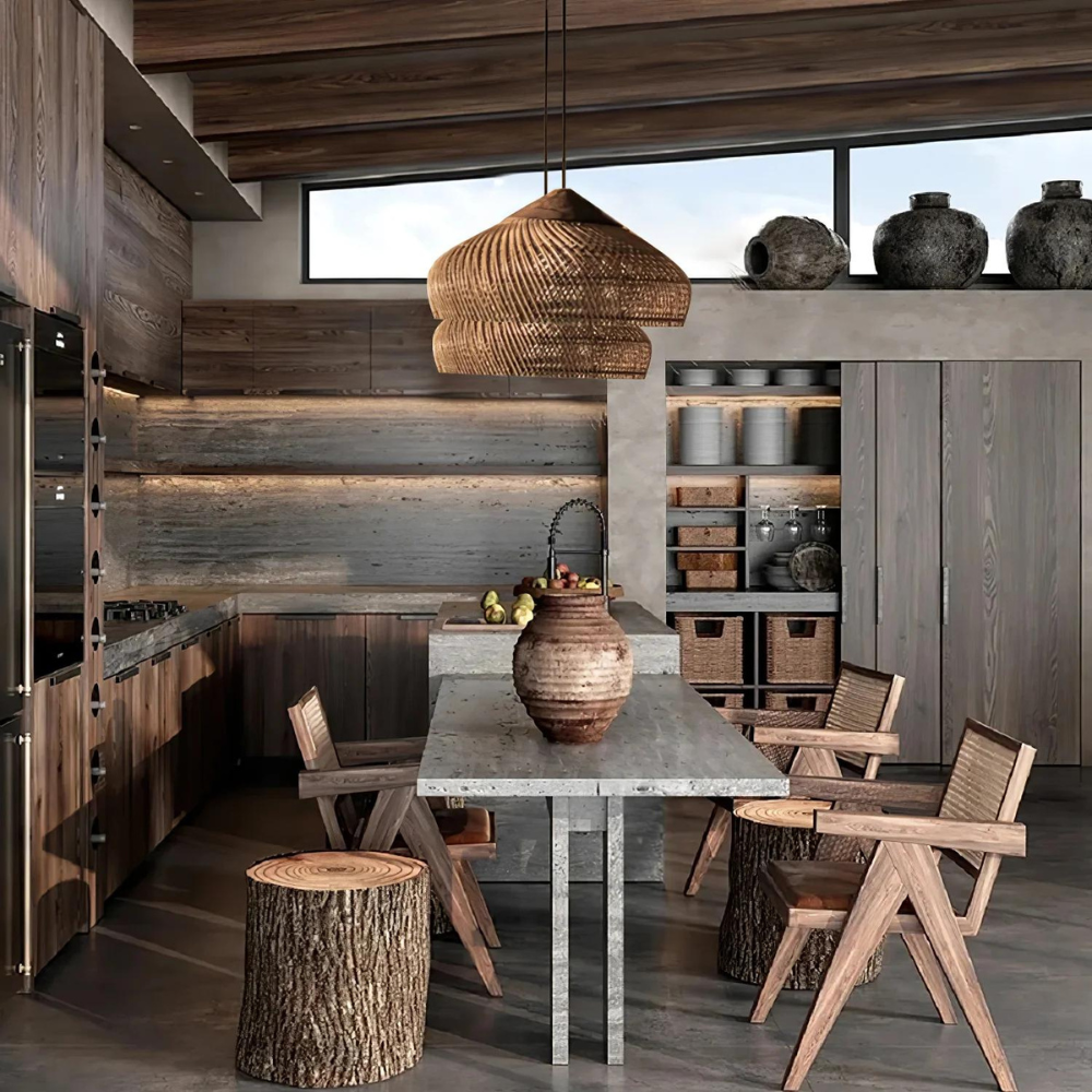 Sana – Holz-Rattan Kronleuchter