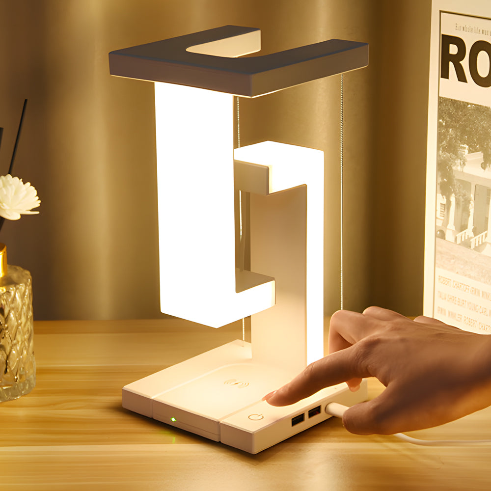 Leviora – Schwebende LED-Tischlampe mit kabelloser Ladefunktion