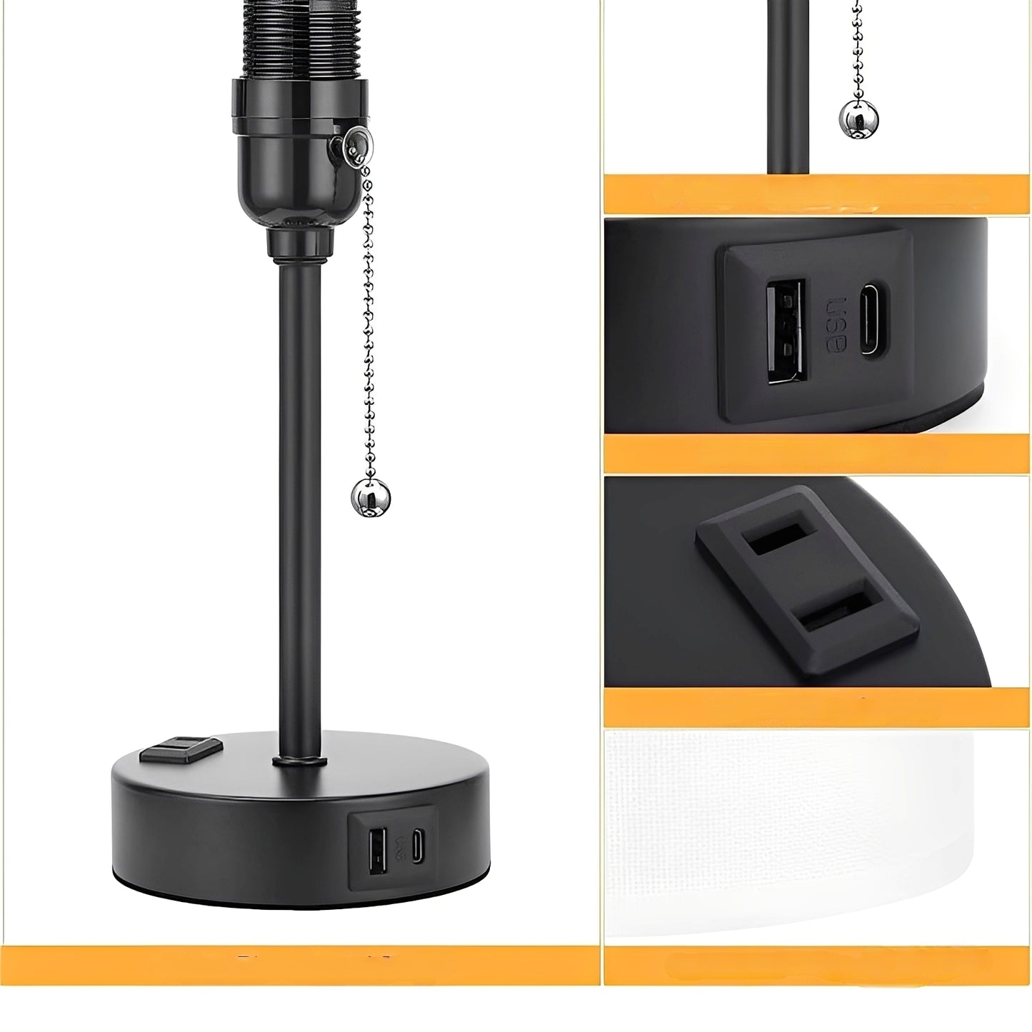 Taye – Stoff Tischlampe mit USB-Anschluss