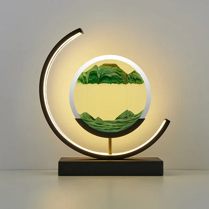 LED table lamp with quicksand effect
