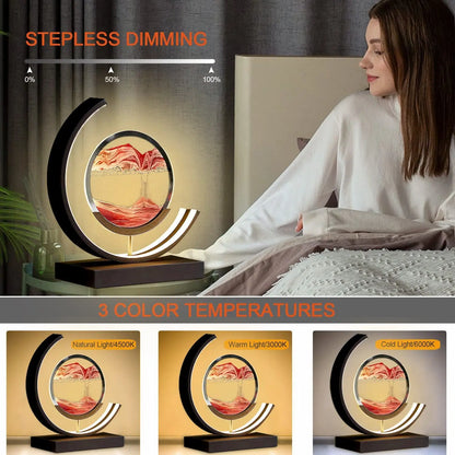 LED table lamp with quicksand effect