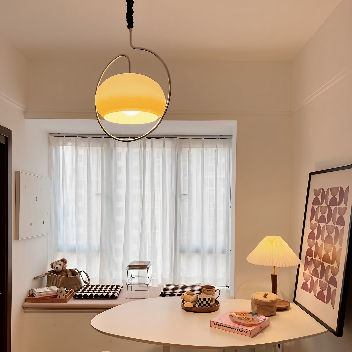 Ashley – Retro-Deckenleuchte in Creme