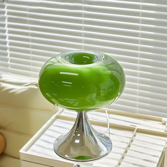 AppleLight – Tischlampe aus gebogenem Macaron-Glas in fruchtigem Design