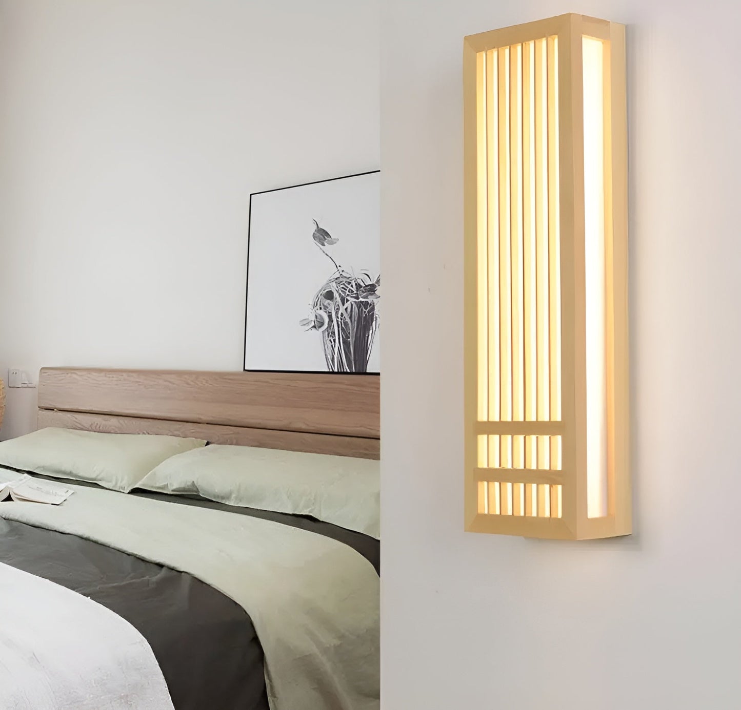 JapandiGlow – Moderne Wandlampe aus Holz & Acryl im Japandi-Stil