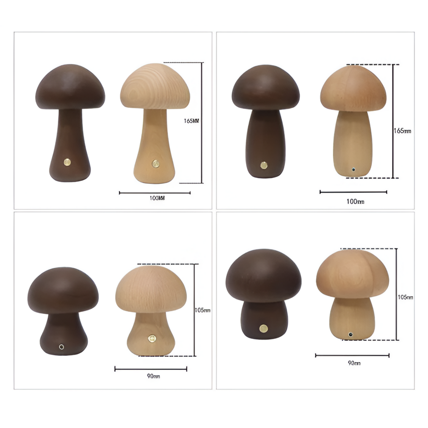 Pilzförmige Holzlampe mit Touch-Schalter
