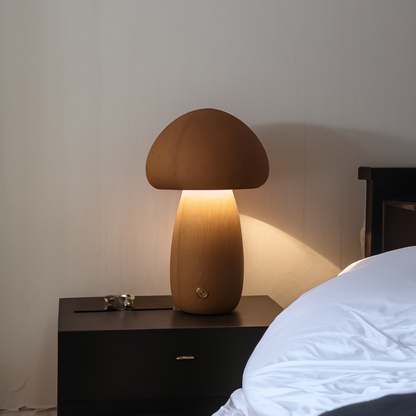 Pilzförmige Holzlampe mit Touch-Schalter